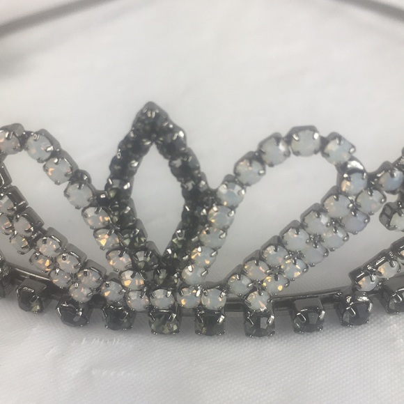 New Free people crystal crown tiara silver tone black and pink - Picture 3 of 5